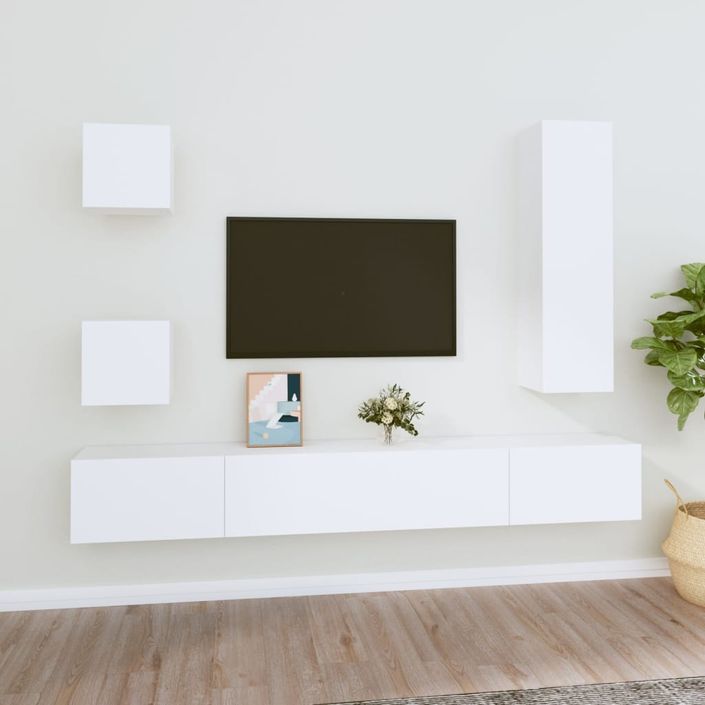 Ensemble de meubles TV 5 pcs Blanc Bois d'ingénierie - Photo n°1