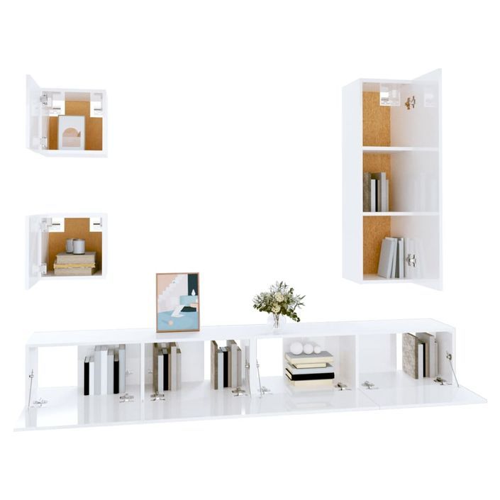 Ensemble de meubles TV 5 pcs Blanc Bois d'ingénierie - Photo n°4