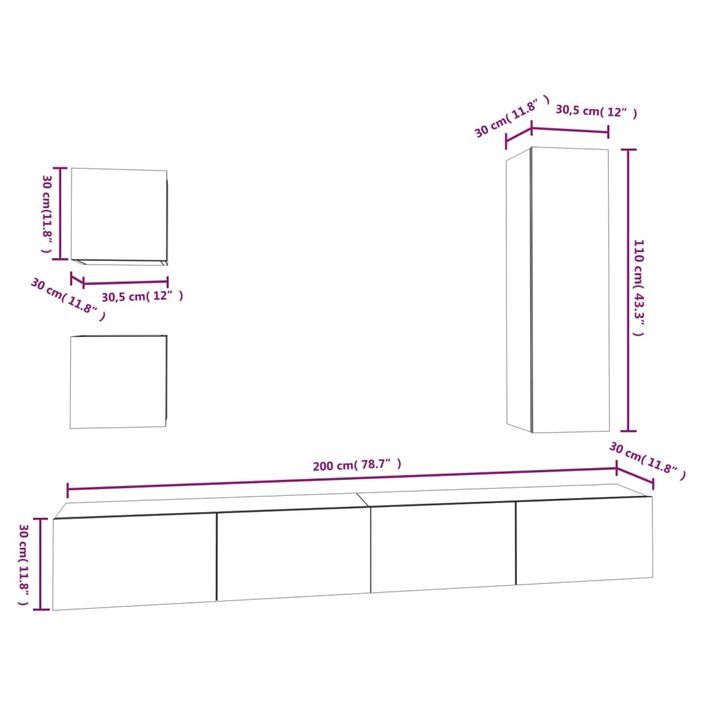 Ensemble de meubles TV 5 pcs Blanc Bois d'ingénierie - Photo n°10