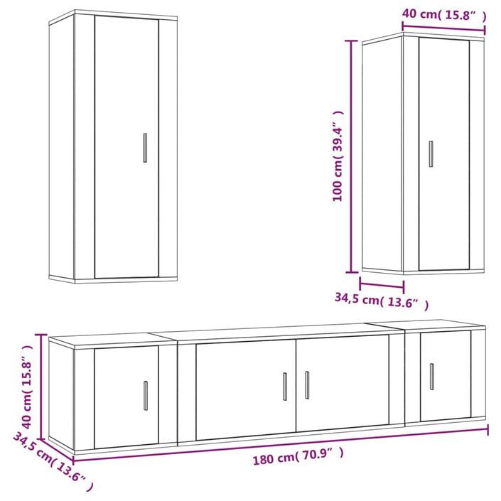 Ensemble de meubles TV 5 pcs Blanc brillant Bois d'ingénierie - Photo n°11