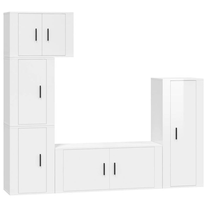 Ensemble de meubles TV 5 pcs Blanc brillant Bois d'ingénierie - Photo n°1