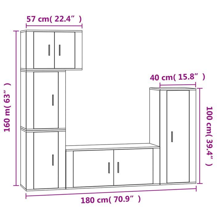 Ensemble de meubles TV 5 pcs Blanc brillant Bois d'ingénierie - Photo n°12