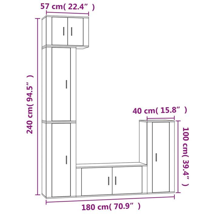 Ensemble de meubles TV 5 pcs Blanc brillant Bois d'ingénierie - Photo n°10