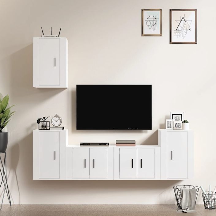 Ensemble de meubles TV 5 pcs Blanc brillant Bois d'ingénierie - Photo n°2