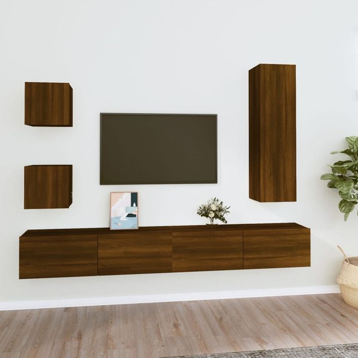 Ensemble de meubles TV 5 pcs Chêne marron Bois d'ingénierie - Photo n°2