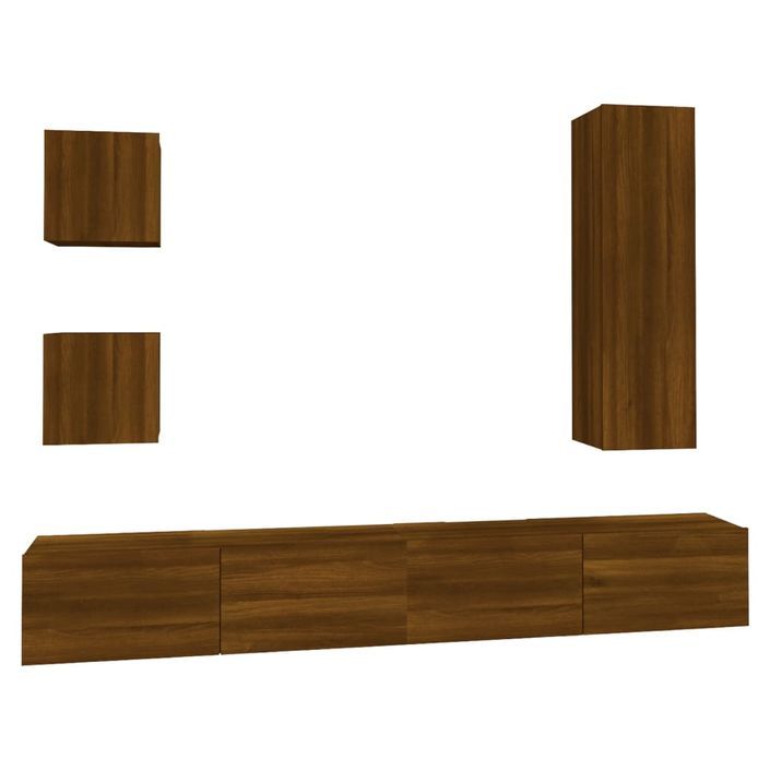 Ensemble de meubles TV 5 pcs Chêne marron Bois d'ingénierie - Photo n°1