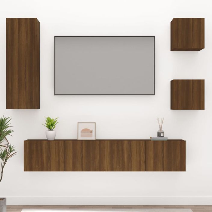 Ensemble de meubles TV 5 pcs Chêne marron Bois d'ingénierie - Photo n°1