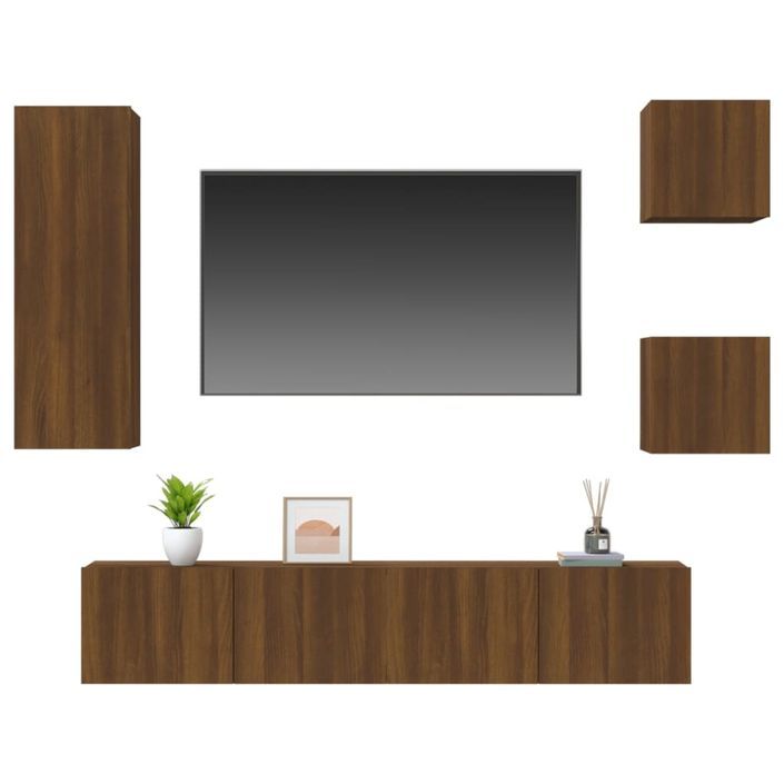 Ensemble de meubles TV 5 pcs Chêne marron Bois d'ingénierie - Photo n°4