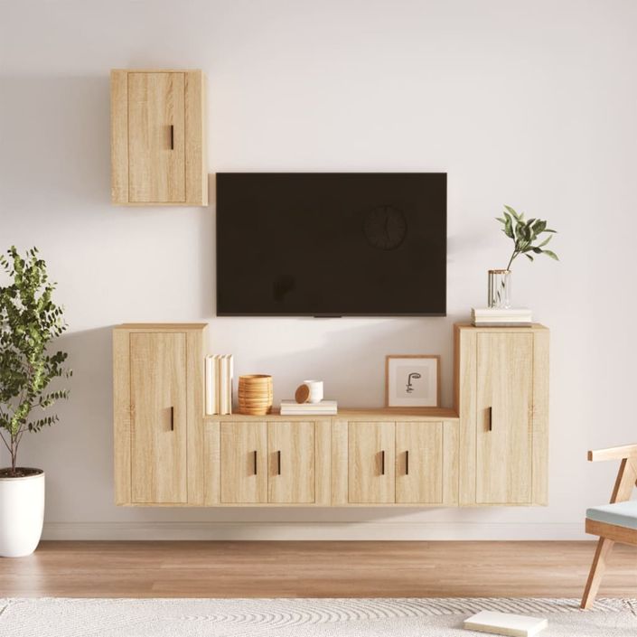 Ensemble de meubles TV 5 pcs Chêne sonoma Bois d'ingénierie - Photo n°2