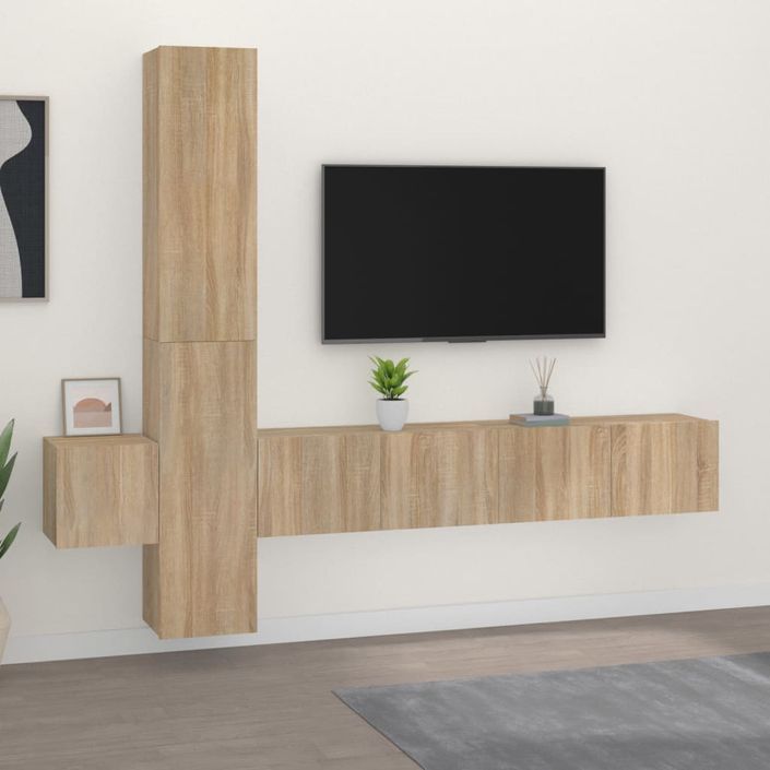 Ensemble de meubles TV 5 pcs Chêne sonoma Bois d'ingénierie - Photo n°1