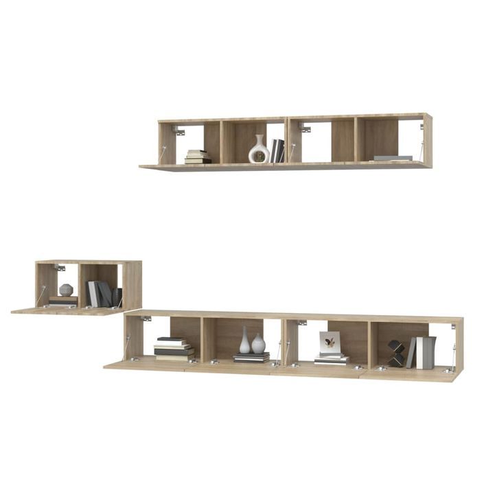 Ensemble de meubles TV 5 pcs Chêne sonoma Bois d'ingénierie - Photo n°4