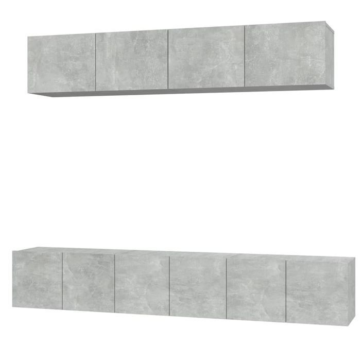 Ensemble de meubles TV 5 pcs Gris béton Bois d'ingénierie - Photo n°2