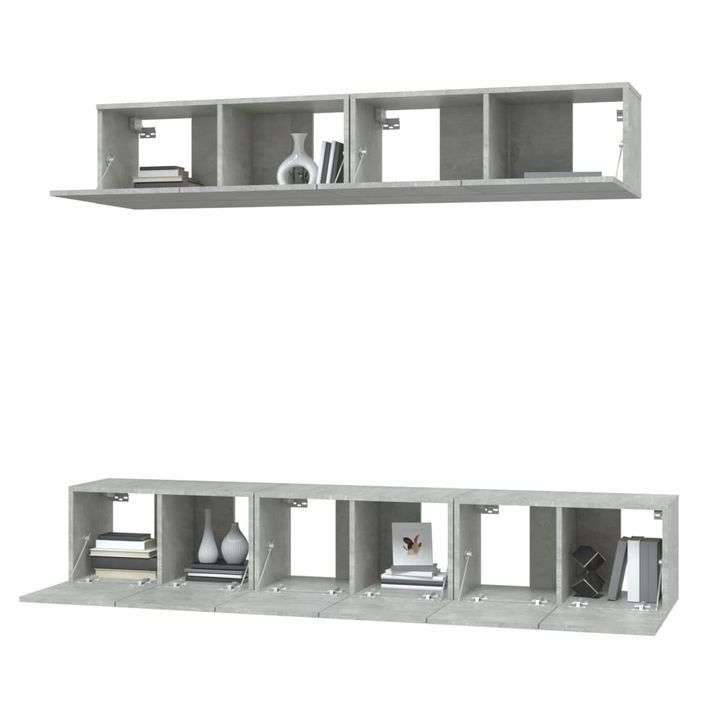 Ensemble de meubles TV 5 pcs Gris béton Bois d'ingénierie - Photo n°4