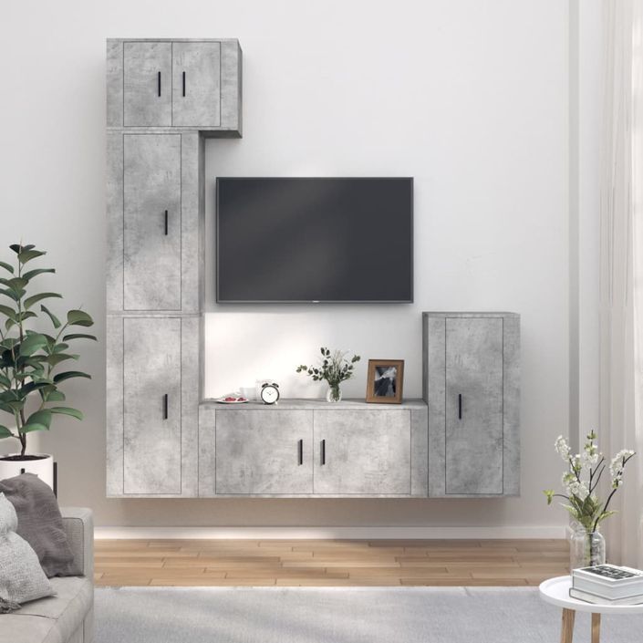 Ensemble de meubles TV 5 pcs Gris béton Bois d'ingénierie - Photo n°2