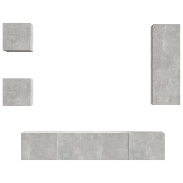 Ensemble de meubles TV 5 pcs Gris béton Bois d'ingénierie - Photo n°2