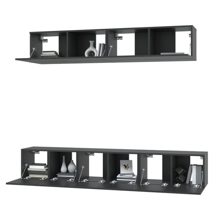 Ensemble de meubles TV 5 pcs Noir Bois d'ingénierie - Photo n°4