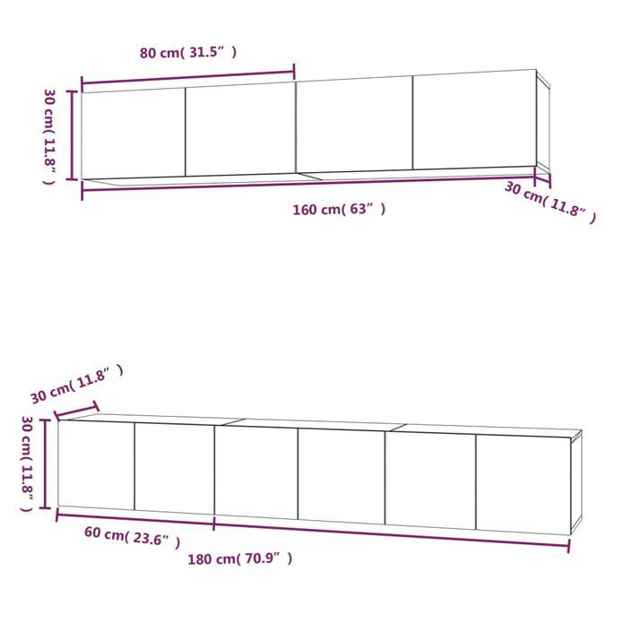 Ensemble de meubles TV 5 pcs Noir Bois d'ingénierie - Photo n°11