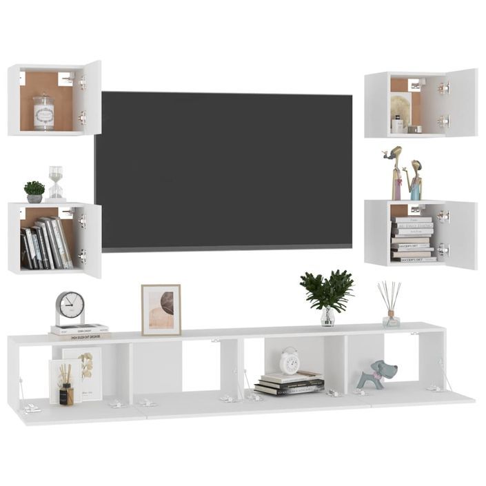 Ensemble de meubles TV 6 pcs Blanc 6 - Photo n°3