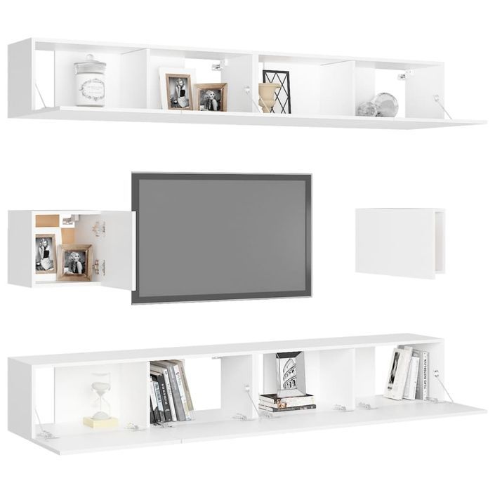 Ensemble de meubles TV 6 pcs Blanc 4 - Photo n°3