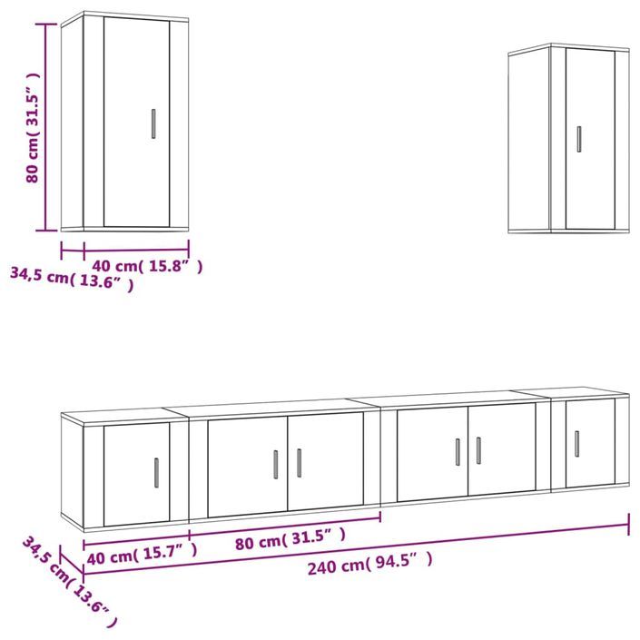 Ensemble de meubles TV 6 pcs Blanc Bois d'ingénierie - Photo n°8