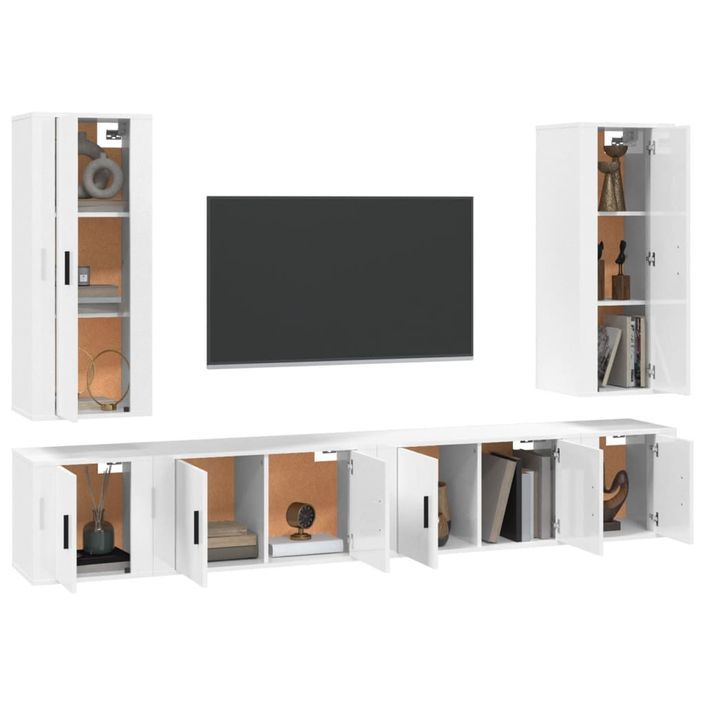 Ensemble de meubles TV 6 pcs Blanc Bois d'ingénierie - Photo n°3