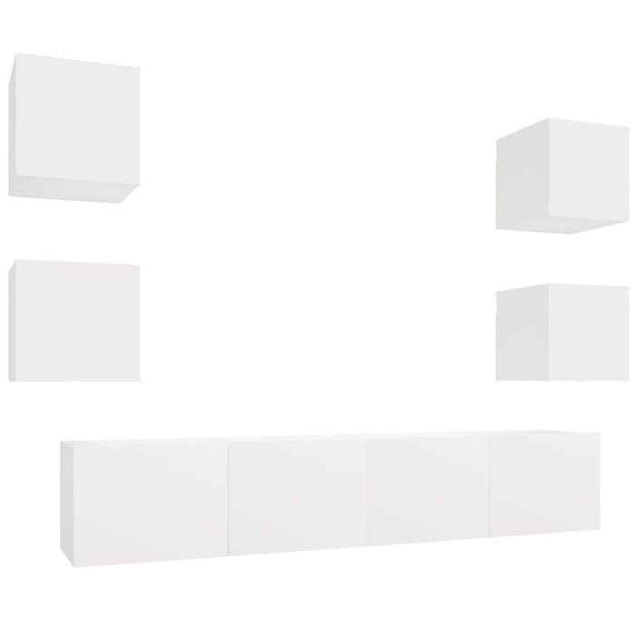 Ensemble de meubles TV 6 pcs Blanc Bois d'ingénierie - Photo n°2