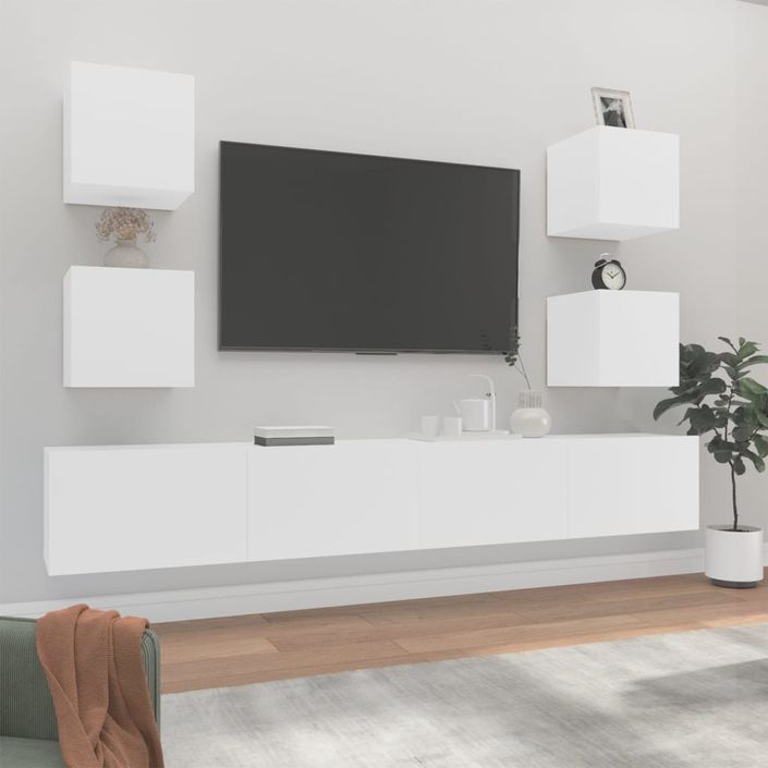 Ensemble de meubles TV 6 pcs Blanc Bois d'ingénierie - Photo n°1