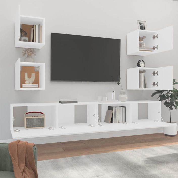 Ensemble de meubles TV 6 pcs Blanc Bois d'ingénierie - Photo n°3