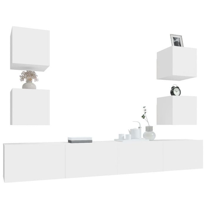 Ensemble de meubles TV 6 pcs Blanc Bois d'ingénierie - Photo n°4