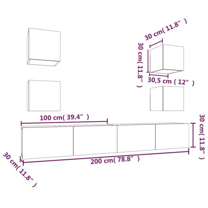 Ensemble de meubles TV 6 pcs Blanc Bois d'ingénierie - Photo n°12