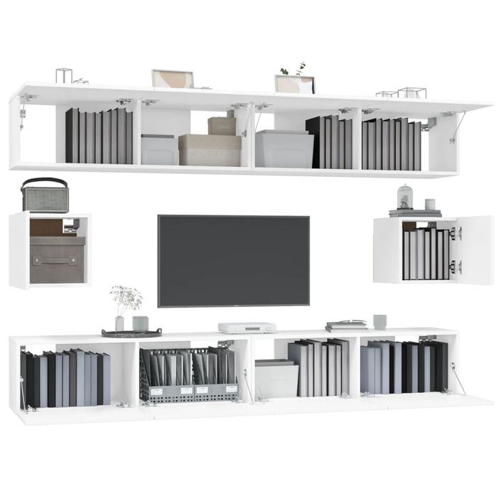 Ensemble de meubles TV 6 pcs Blanc Bois d'ingénierie - Photo n°4