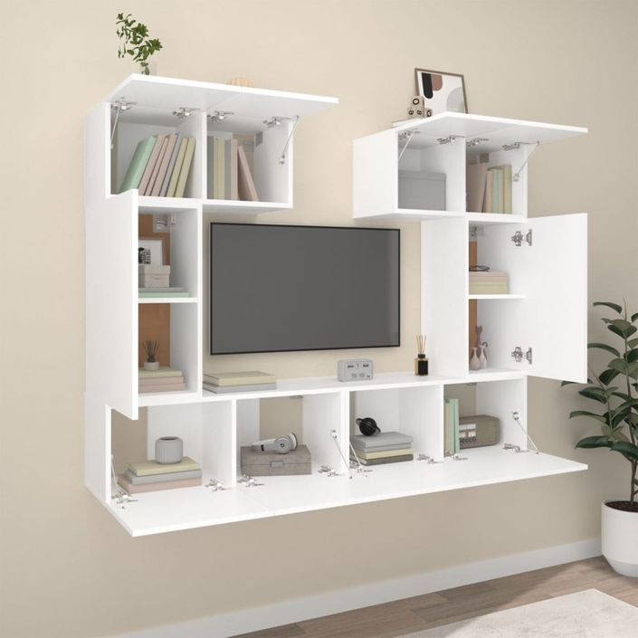 Ensemble de meubles TV 6 pcs Blanc Bois d'ingénierie - Photo n°3