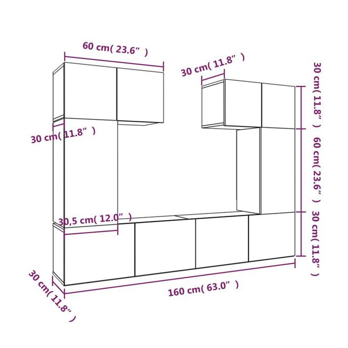 Ensemble de meubles TV 6 pcs Blanc Bois d'ingénierie - Photo n°9