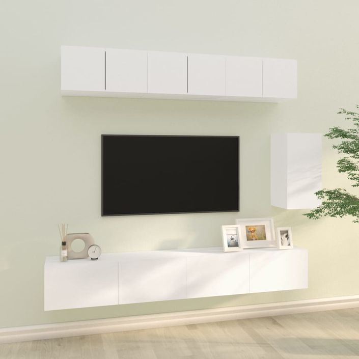 Ensemble de meubles TV 6 pcs Blanc Bois d'ingénierie - Photo n°1