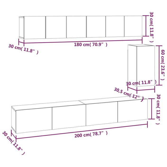 Ensemble de meubles TV 6 pcs Blanc Bois d'ingénierie - Photo n°8