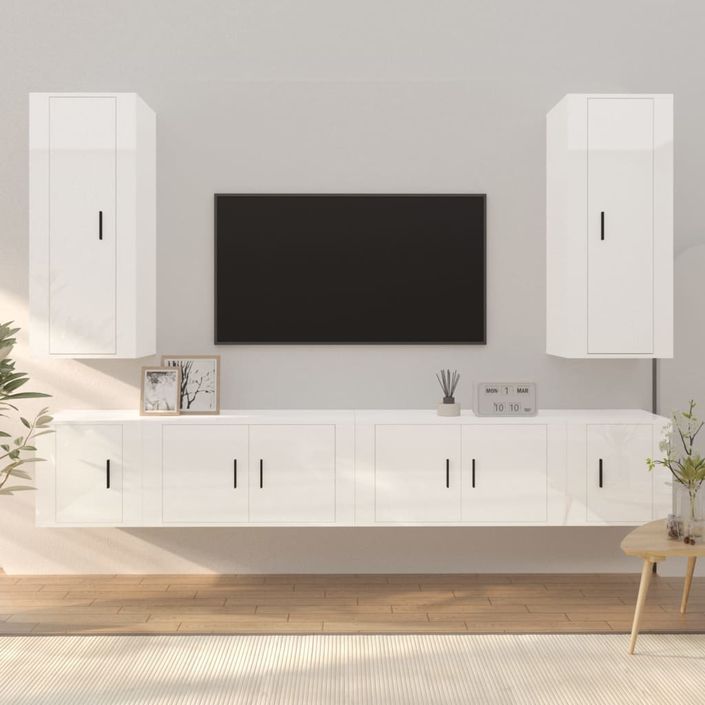 Ensemble de meubles TV 6 pcs Blanc brillant Bois d'ingénierie - Photo n°2