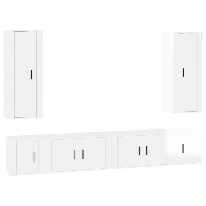 Ensemble de meubles TV 6 pcs Blanc brillant Bois d'ingénierie - Photo n°1