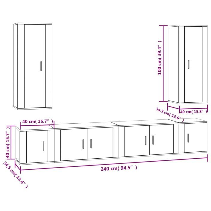 Ensemble de meubles TV 6 pcs Blanc brillant Bois d'ingénierie - Photo n°11