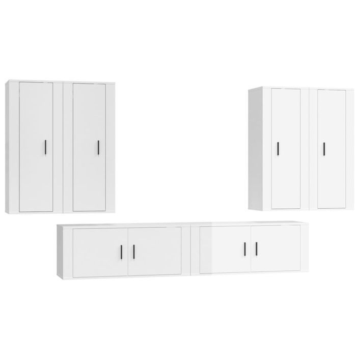 Ensemble de meubles TV 6 pcs Blanc brillant Bois d'ingénierie - Photo n°1