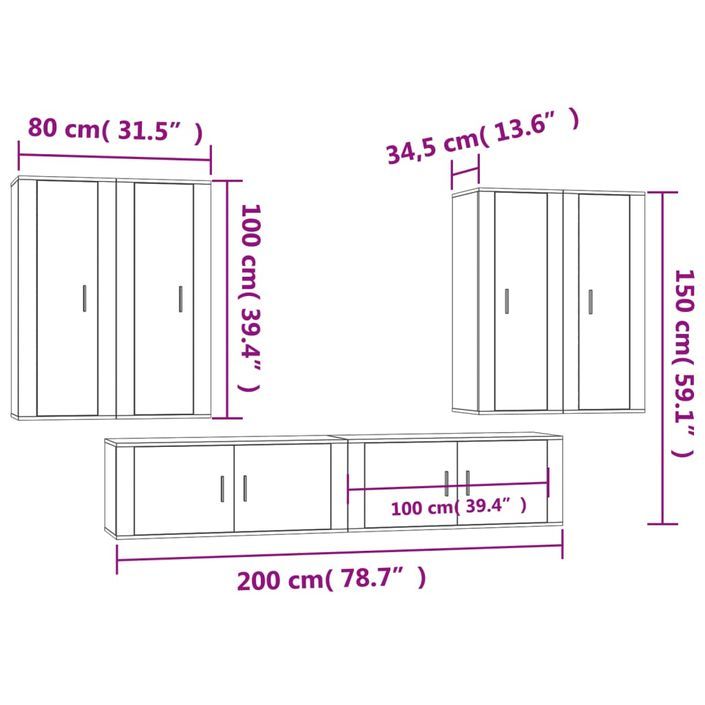 Ensemble de meubles TV 6 pcs Blanc brillant Bois d'ingénierie - Photo n°9