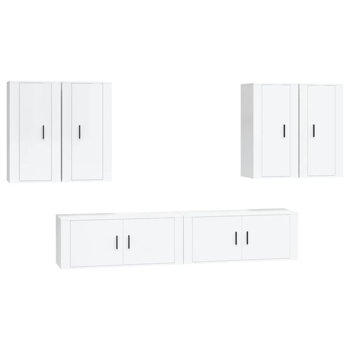 Ensemble de meubles TV 6 pcs Blanc brillant Bois d'ingénierie - Photo n°1