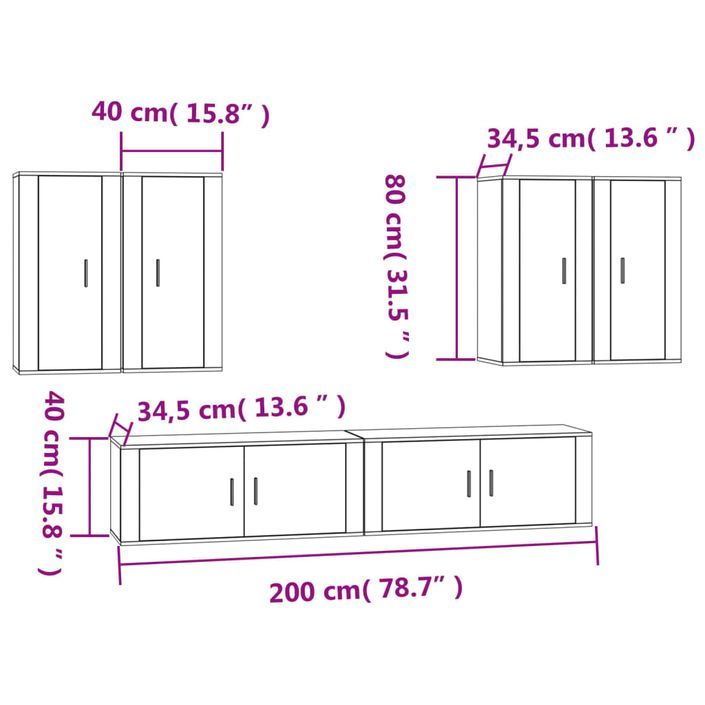 Ensemble de meubles TV 6 pcs Blanc brillant Bois d'ingénierie - Photo n°7