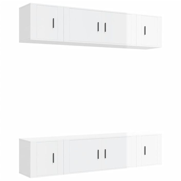 Ensemble de meubles TV 6 pcs Blanc brillant Bois d'ingénierie - Photo n°1