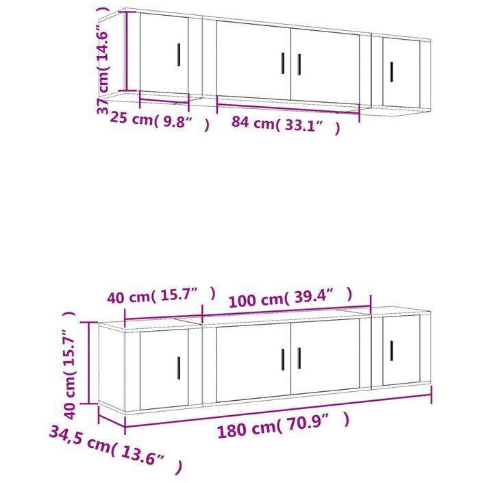 Ensemble de meubles TV 6 pcs Blanc brillant Bois d'ingénierie - Photo n°7