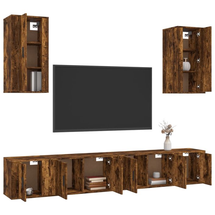 Ensemble de meubles TV 6 pcs Chêne fumé Bois d'ingénierie - Photo n°3