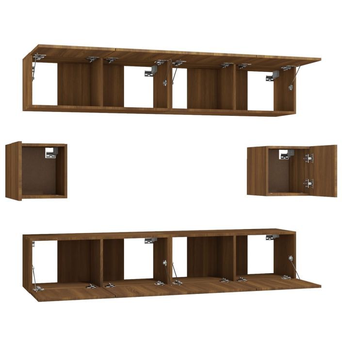 Ensemble de meubles TV 6 pcs Chêne marron Bois d'ingénierie - Photo n°5