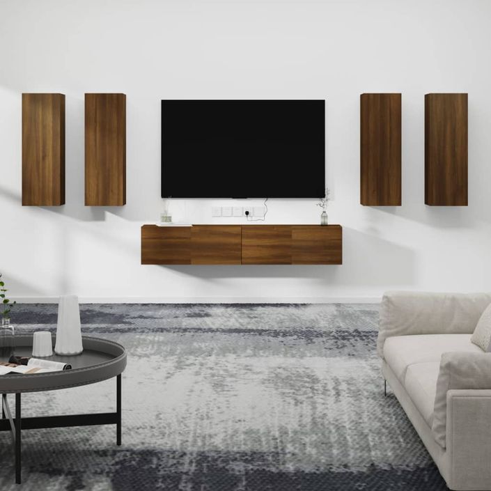 Ensemble de meubles TV 6 pcs Chêne marron Bois d'ingénierie - Photo n°1