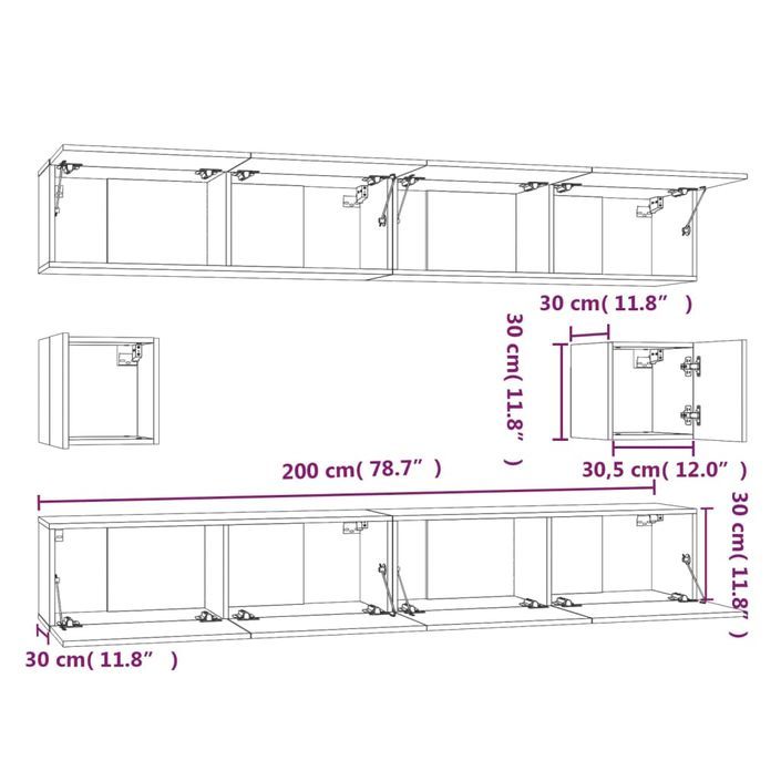 Ensemble de meubles TV 6 pcs Chêne sonoma Bois d'ingénierie - Photo n°9