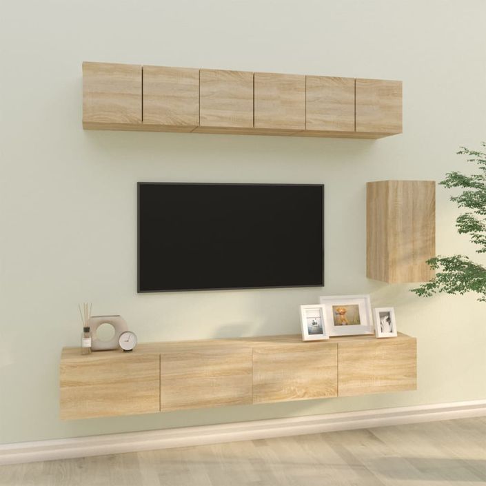 Ensemble de meubles TV 6 pcs Chêne Sonoma Bois d'ingénierie - Photo n°1