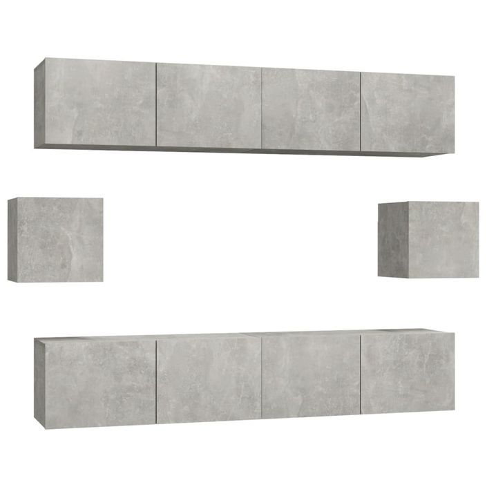 Ensemble de meubles TV 6 pcs Gris béton Bois d'ingénierie - Photo n°1